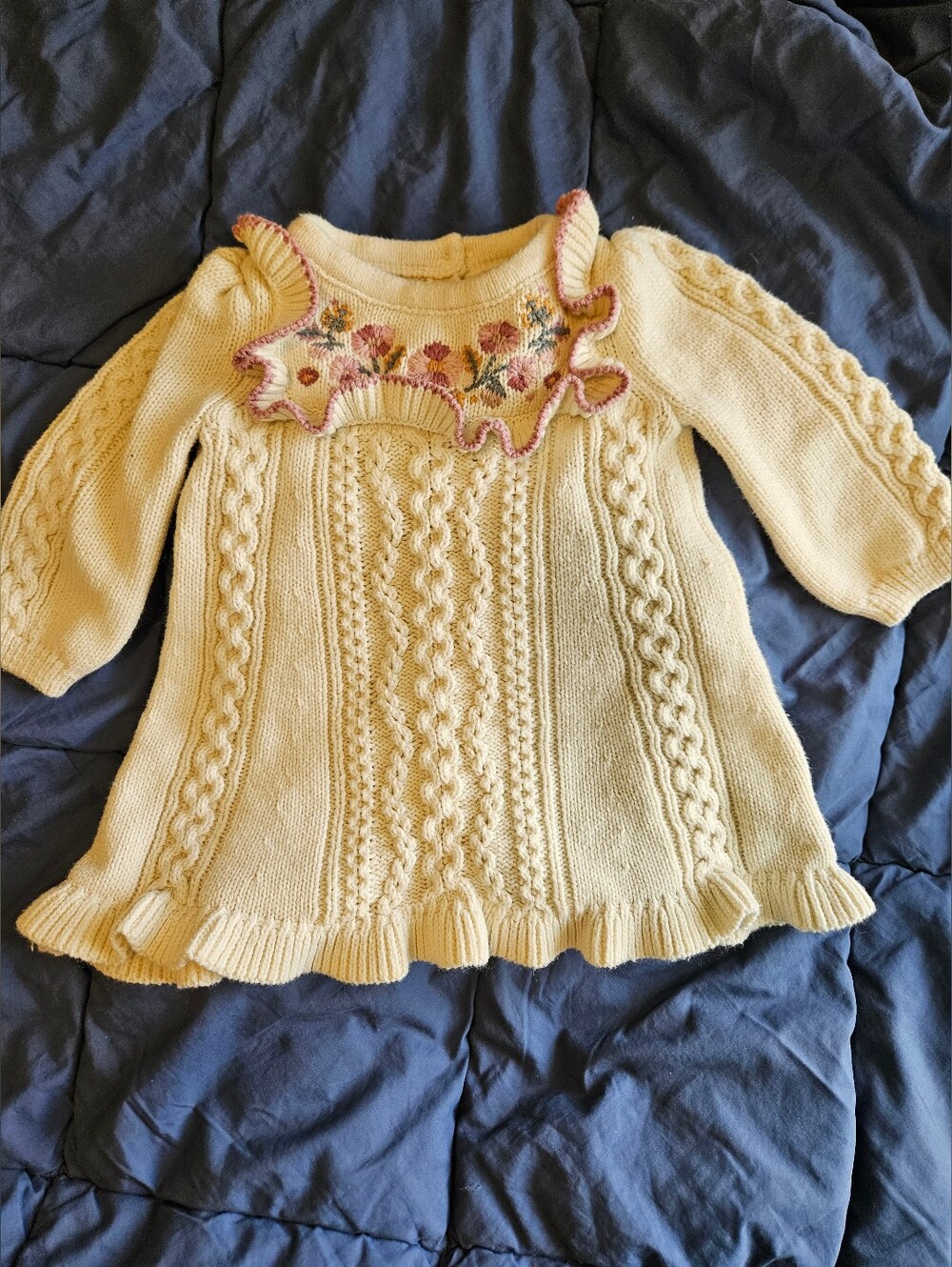 Cynthia Rowley White Embroidered Knit Baby Dress